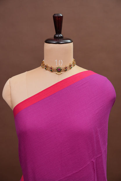 Mulmul Cotton Saree with Tassels - Pink