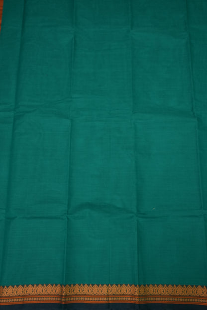 Pure Kanchi Cotton Saree – Peacock Green with Traditional Gold Zari Border