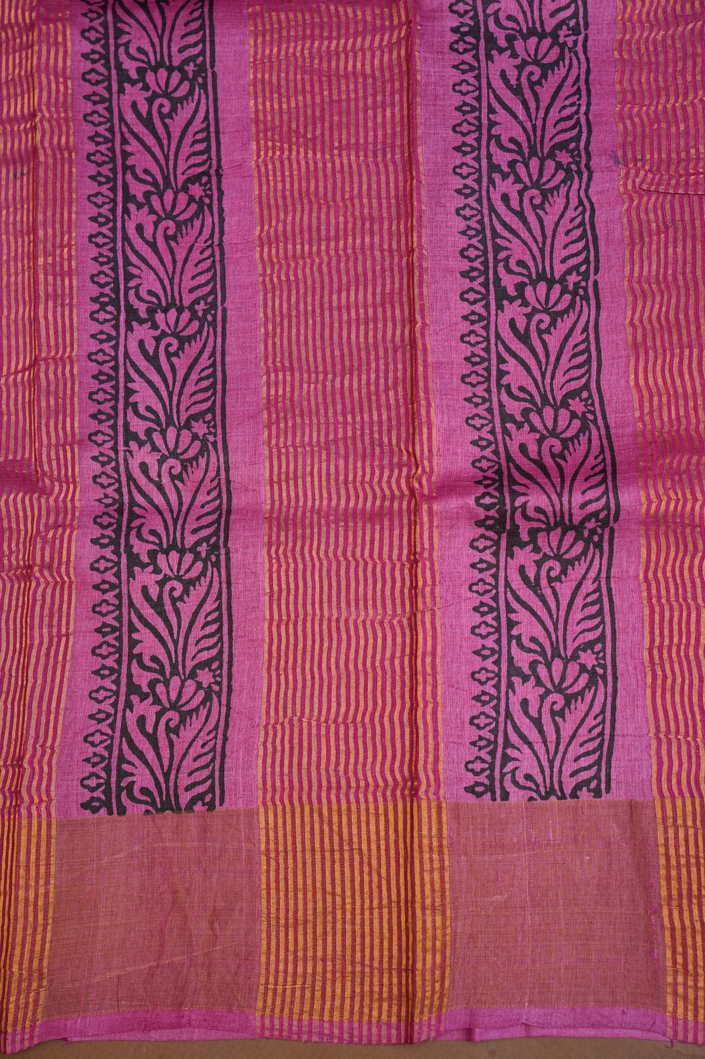 Geometric Patterned Pure Tussar Silk Saree-Pink|Silk Mark Certified
