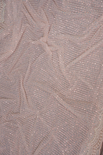 Party Wear Saree with All-Over Bead & Sequin Embellishments - Blush Nude