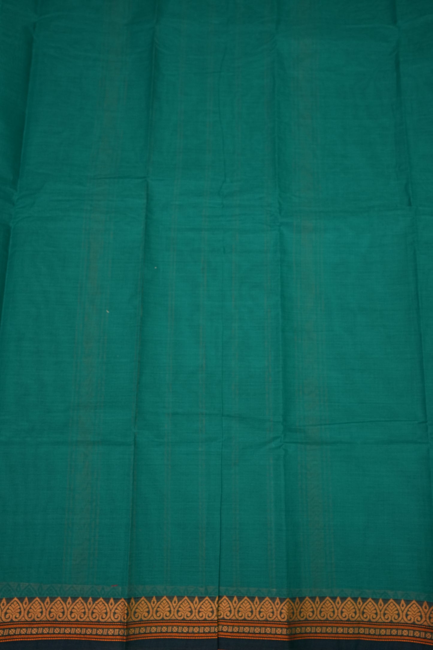 Pure Kanchi Cotton Saree – Peacock Green with Traditional Gold Zari Border