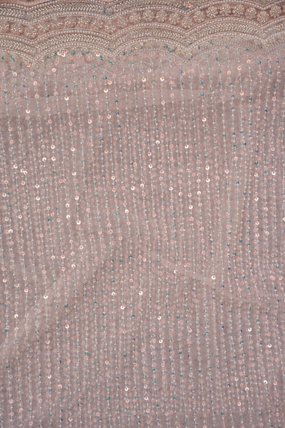 Party Wear Saree with All-Over Bead & Sequin Embellishments - Blush Nude