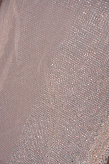 Party Wear Saree with All-Over Bead & Sequin Embellishments - Blush Nude