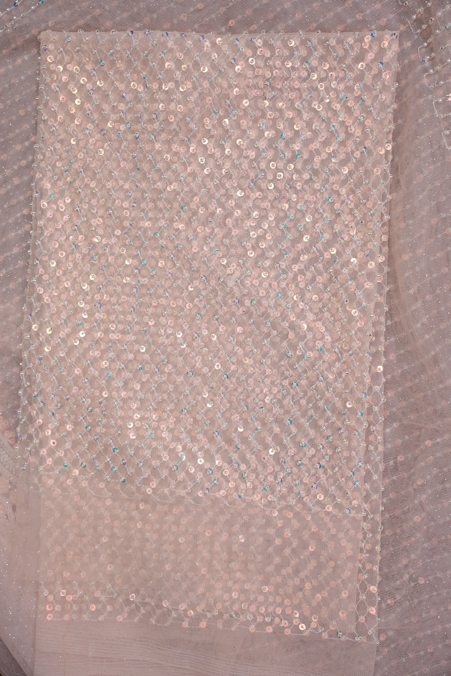 Party Wear Saree with All-Over Bead & Sequin Embellishments - Blush Nude