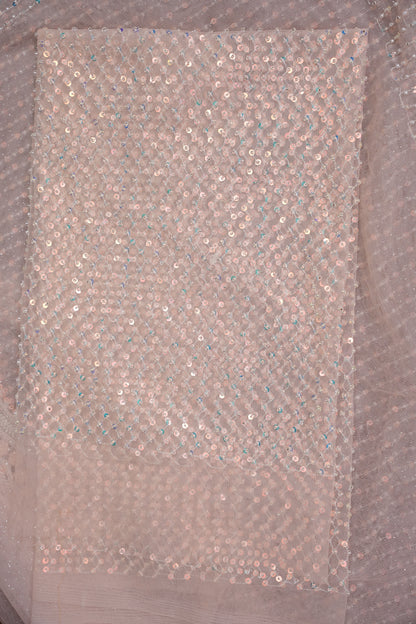 Party Wear Saree with All-Over Bead & Sequin Embellishments - Blush Nude