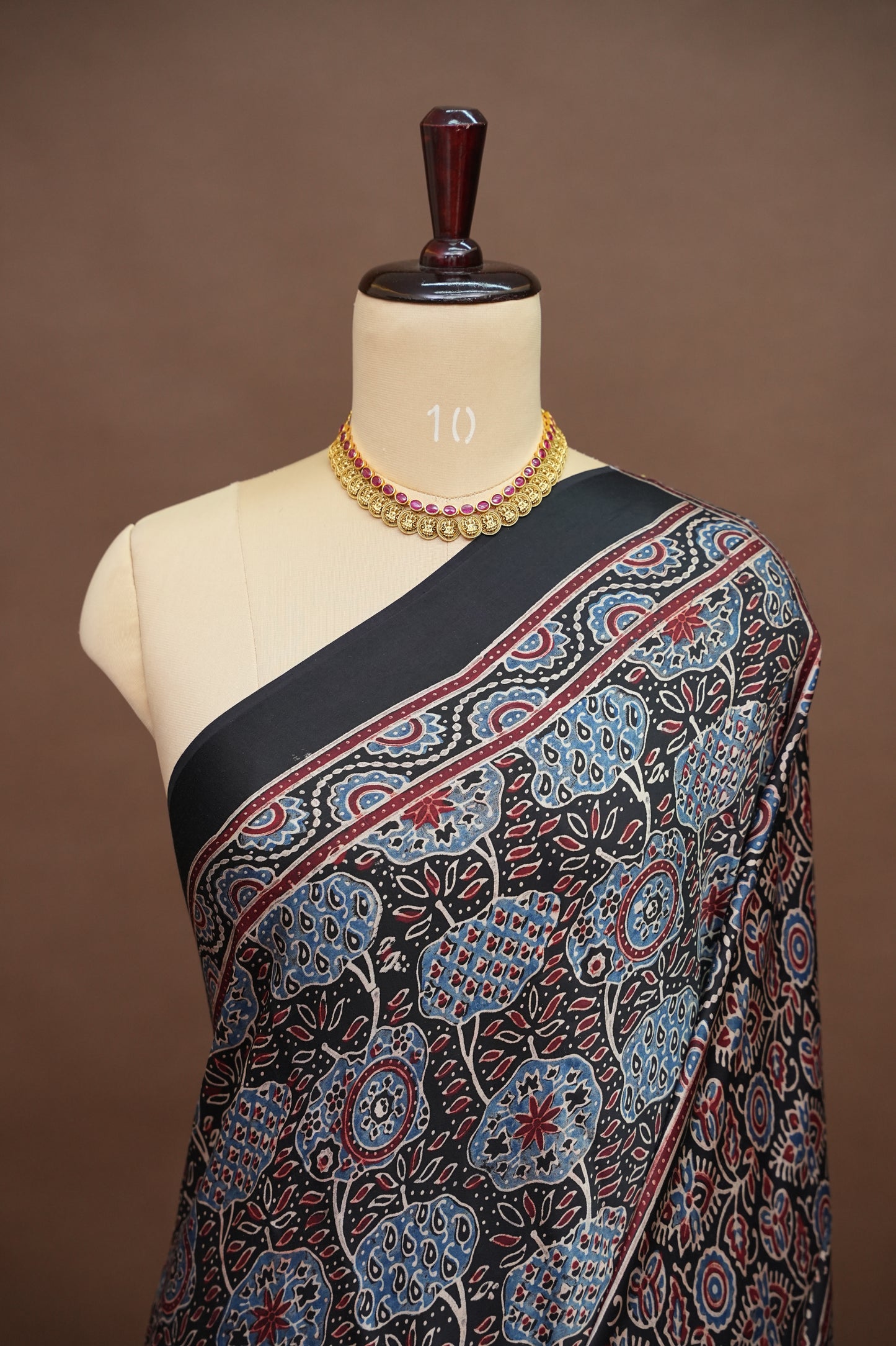 Pure Modal Silk Saree with Authentic Ajrakh Prints – Black