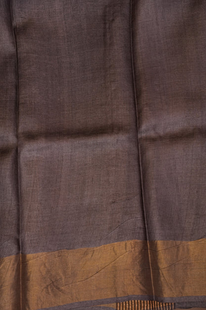 Geometric Patterned Pure Tussar Silk Saree-Multitoned|Silk Mark Certified