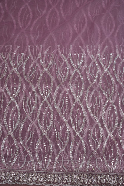 Party Wear Saree with Silver Bead & Sequin Embroidery - Blush Pink