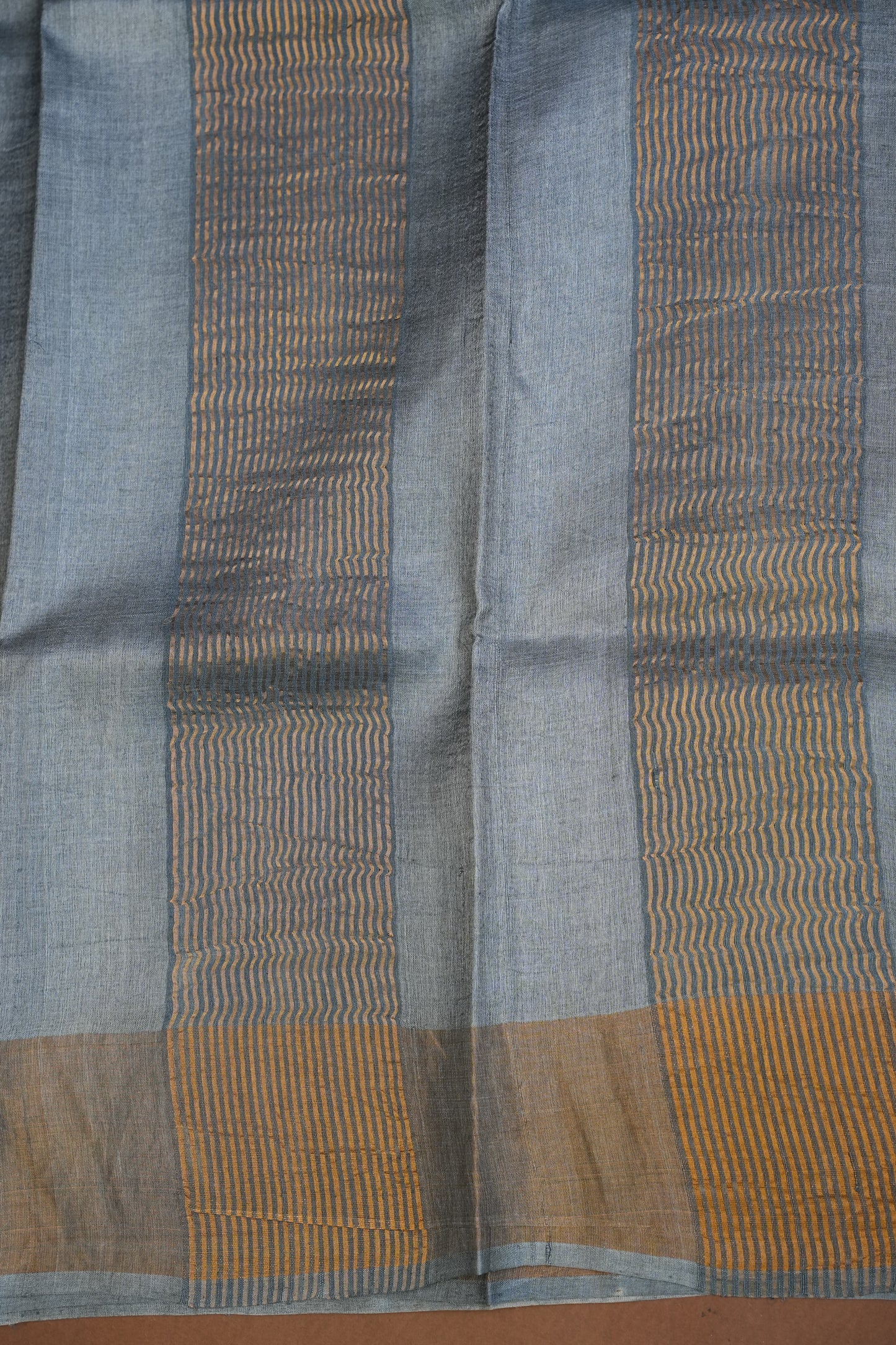 Geometric Patterned Pure Tussar Silk Saree-Grey|Silk Mark Certified