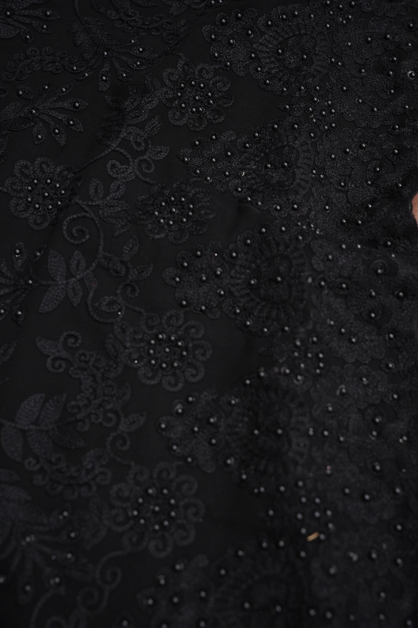 Party Wear Georgette Saree with Self-Tone Embroidery - Black