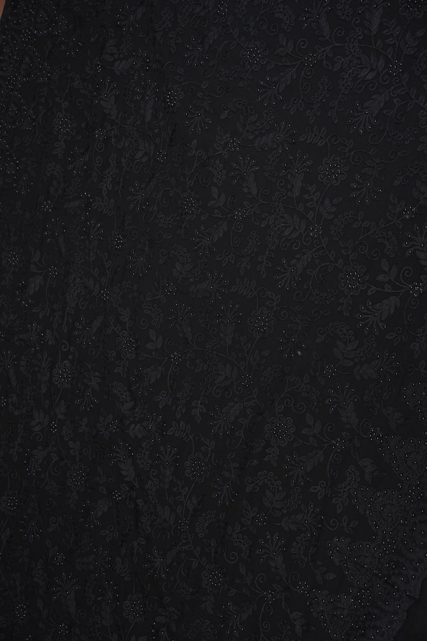 Party Wear Georgette Saree with Self-Tone Embroidery - Black