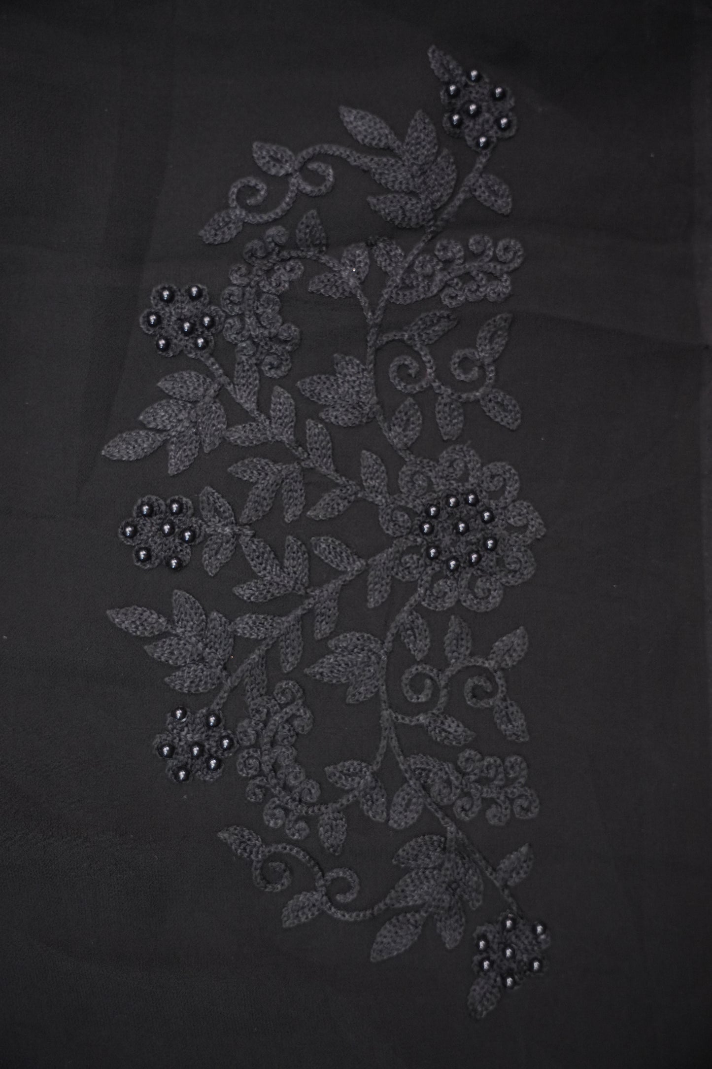 Party Wear Georgette Saree with Self-Tone Embroidery - Black