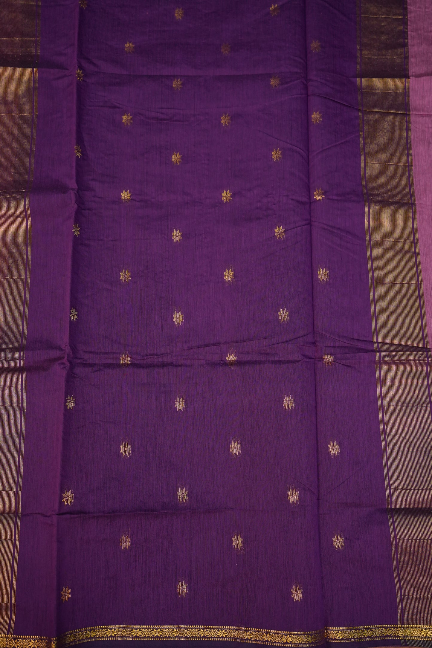 Semi Maheshwari Silk Cotton Saree – Dusty Rose & Purple