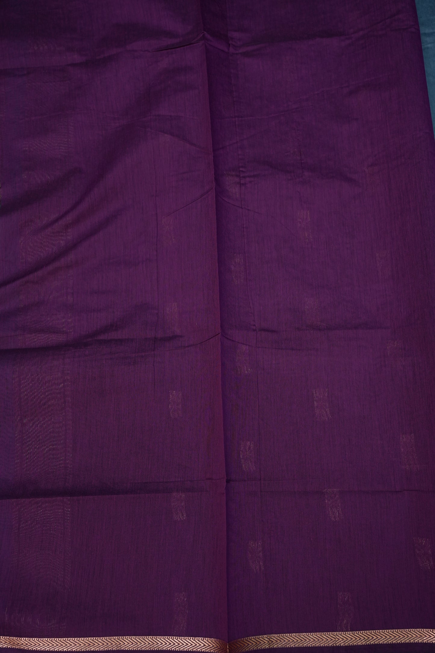 Semi Maheshwari Silk Cotton Saree – Dusty Blue & Purple