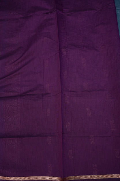 Semi Maheshwari Silk Cotton Saree – Dusty Blue & Purple