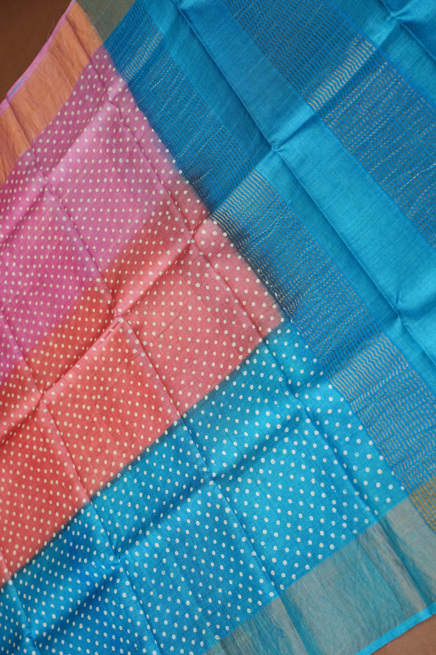 Geometric Patterned Pure Tussar Silk Saree-Pink|Silk Mark Certified