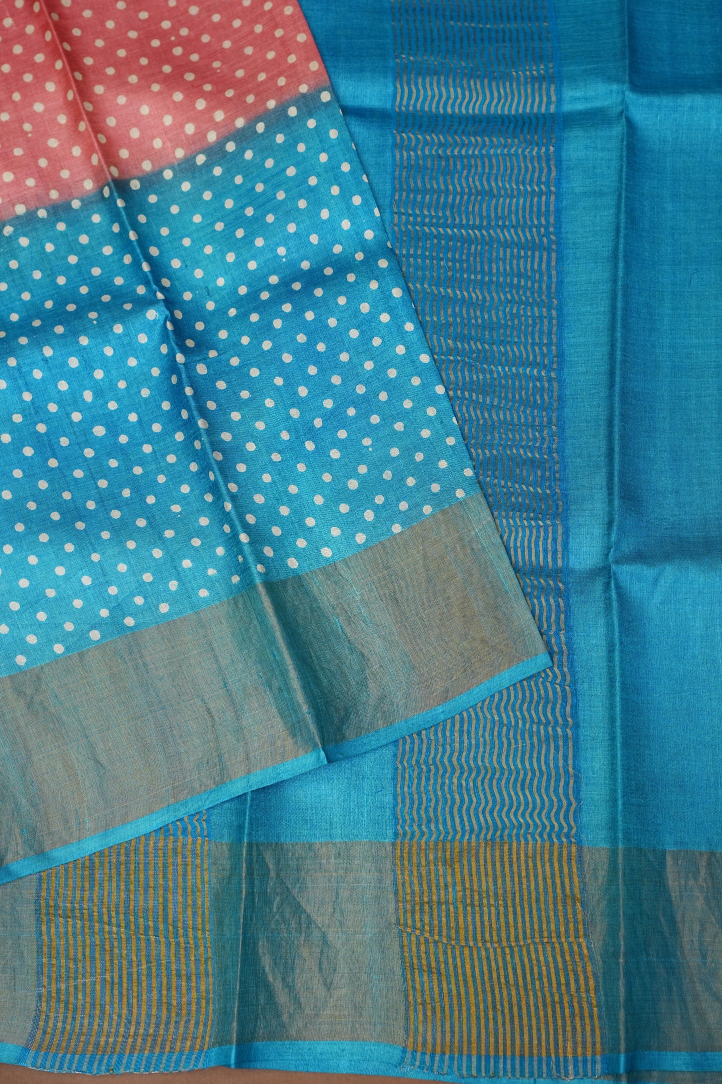 Geometric Patterned Pure Tussar Silk Saree-Pink|Silk Mark Certified