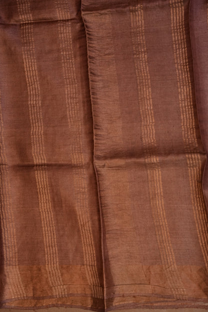 Floral Printed Pure Tussar Silk Saree-Half white|Silk Mark Certified