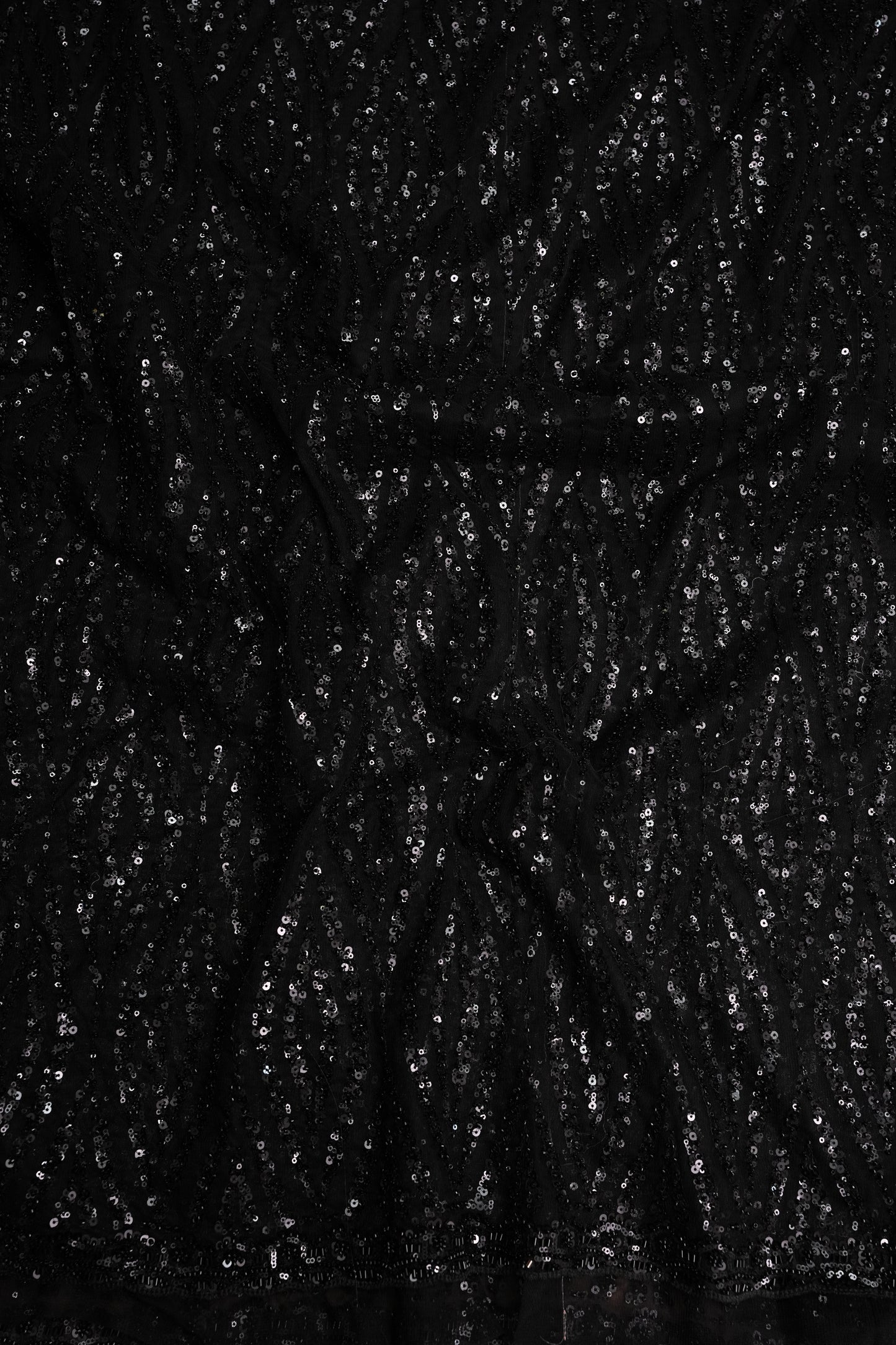 Party Wear Saree with Silver Bead & Sequin Embellishments - Black