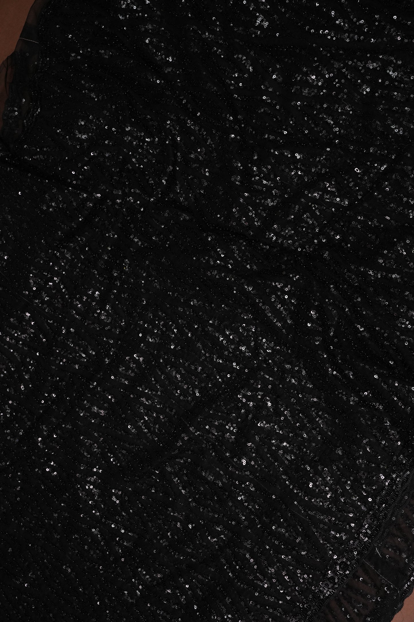 Party Wear Saree with Silver Bead & Sequin Embellishments - Black