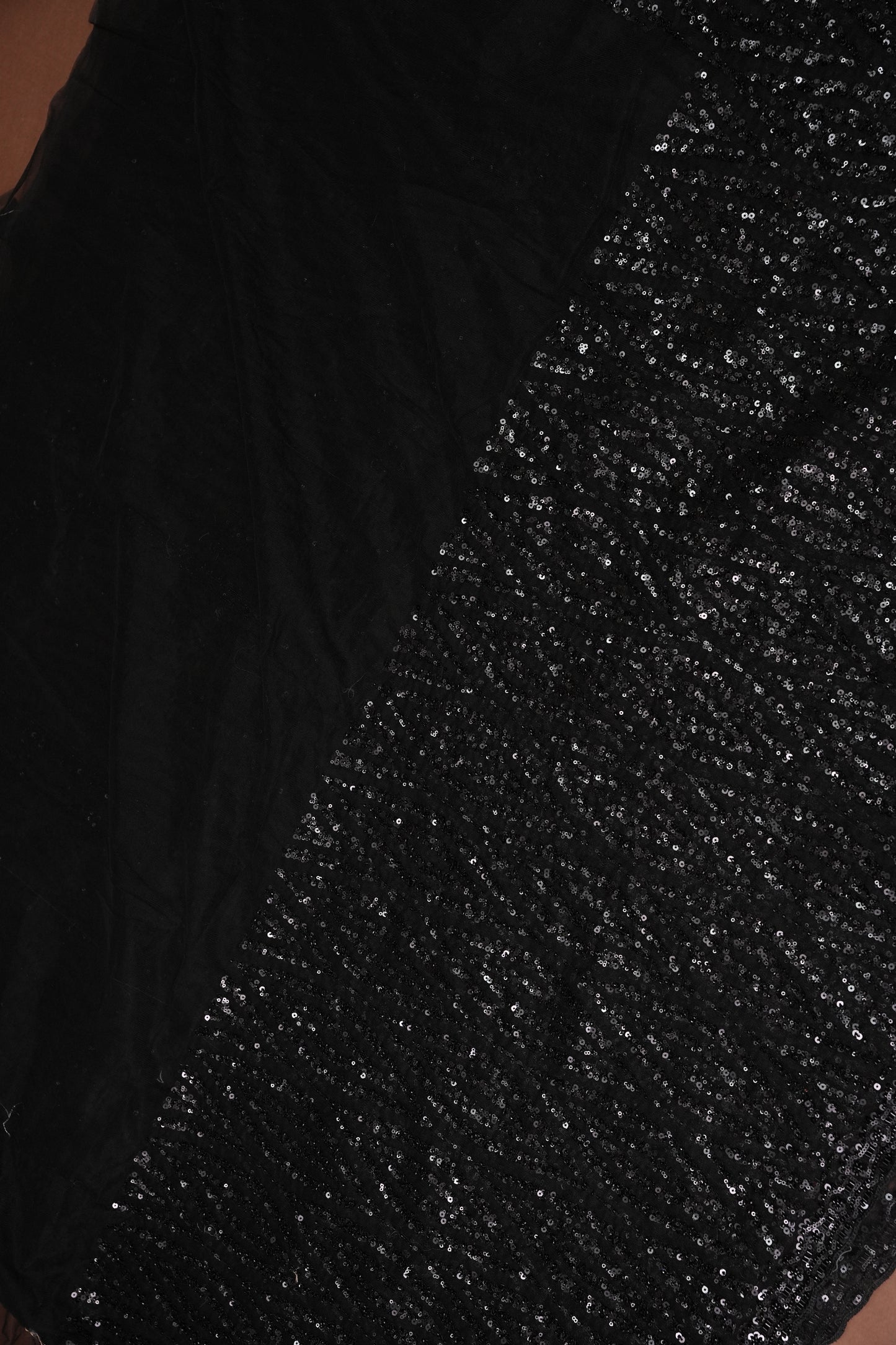 Party Wear Saree with Silver Bead & Sequin Embellishments - Black