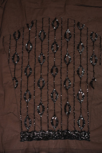 Party Wear Saree with Silver Bead & Sequin Embellishments - Black