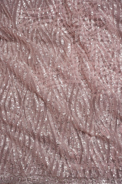 Party Wear Saree with All-Over Silver Bead & Sequin Embellishments - Blush Pink