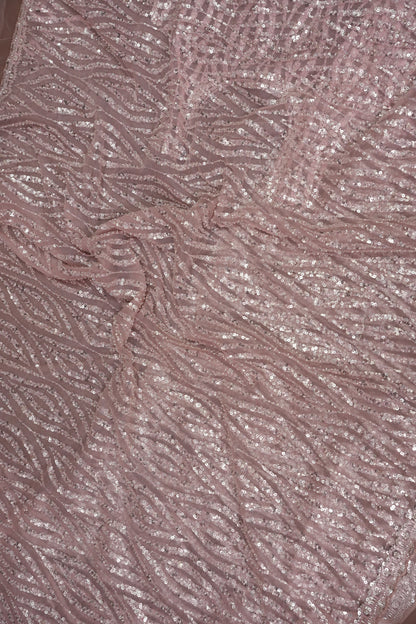 Party Wear Saree with All-Over Silver Bead & Sequin Embellishments - Blush Pink