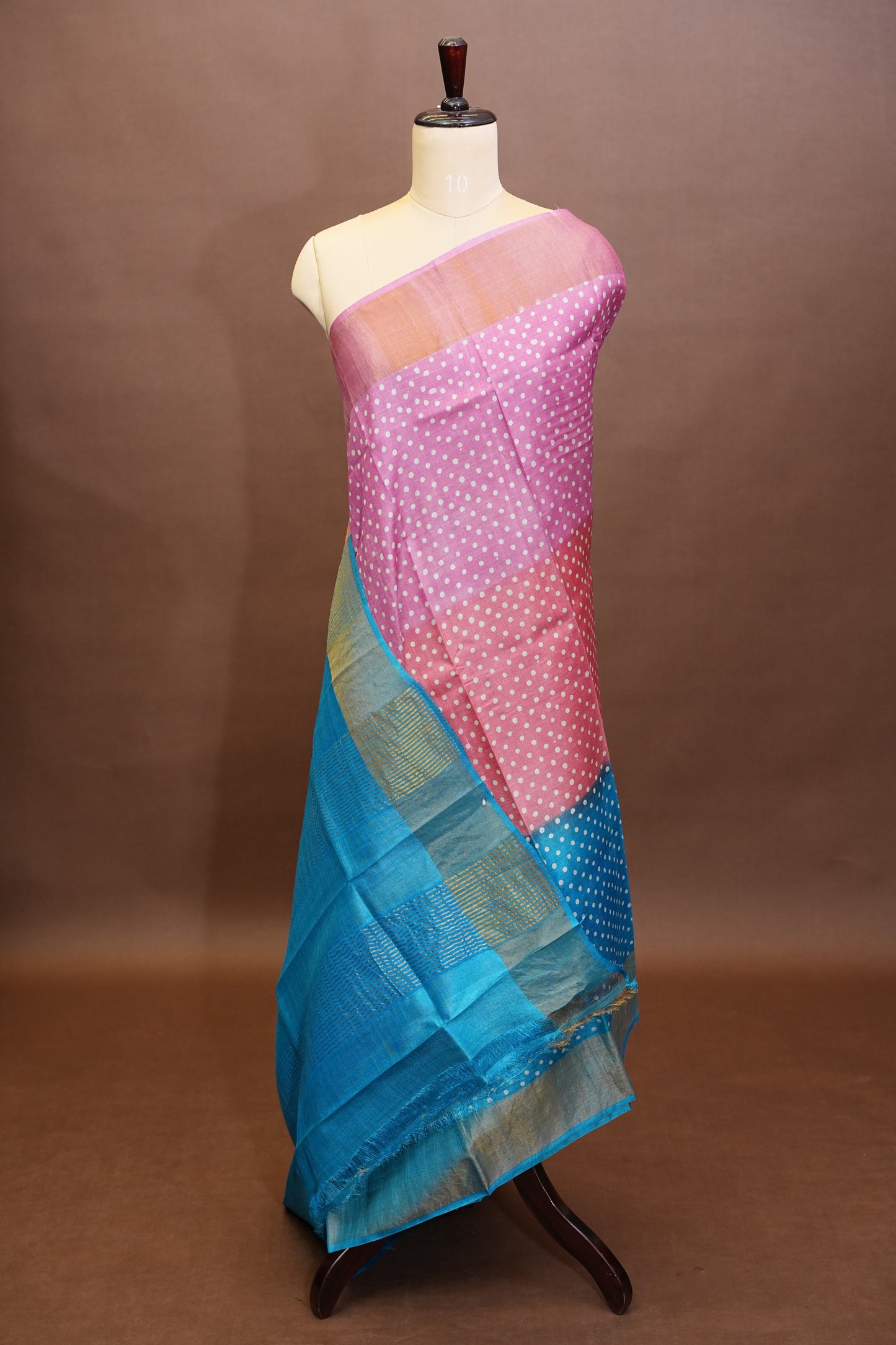 Geometric Patterned Pure Tussar Silk Saree-Pink|Silk Mark Certified