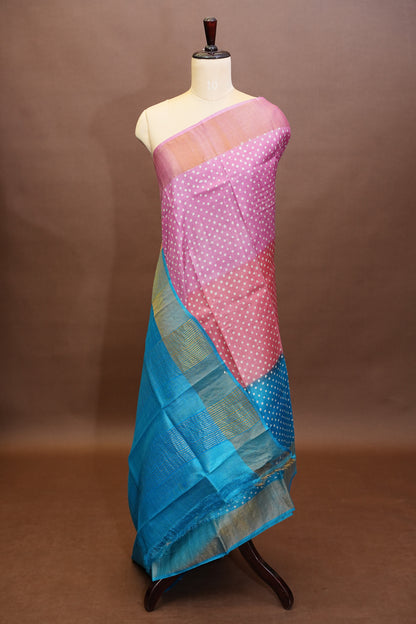 Geometric Patterned Pure Tussar Silk Saree-Pink|Silk Mark Certified