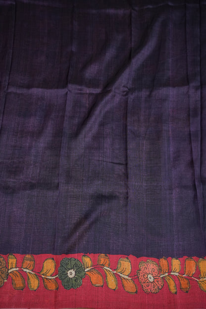 Tussar Saree with Kalamkari Body & Patola-Inspired Pallu – Rust Orange & Deep Purple