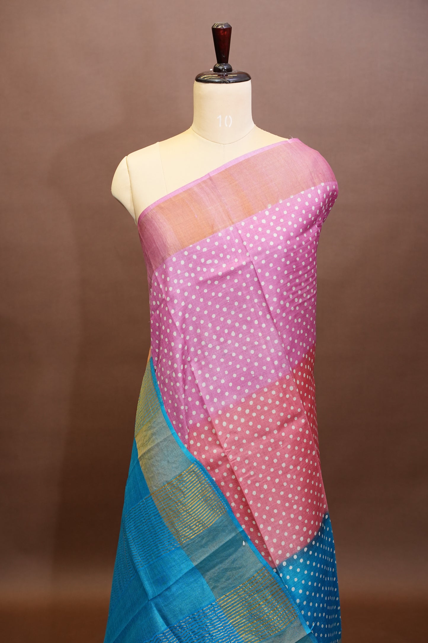 Geometric Patterned Pure Tussar Silk Saree-Pink|Silk Mark Certified