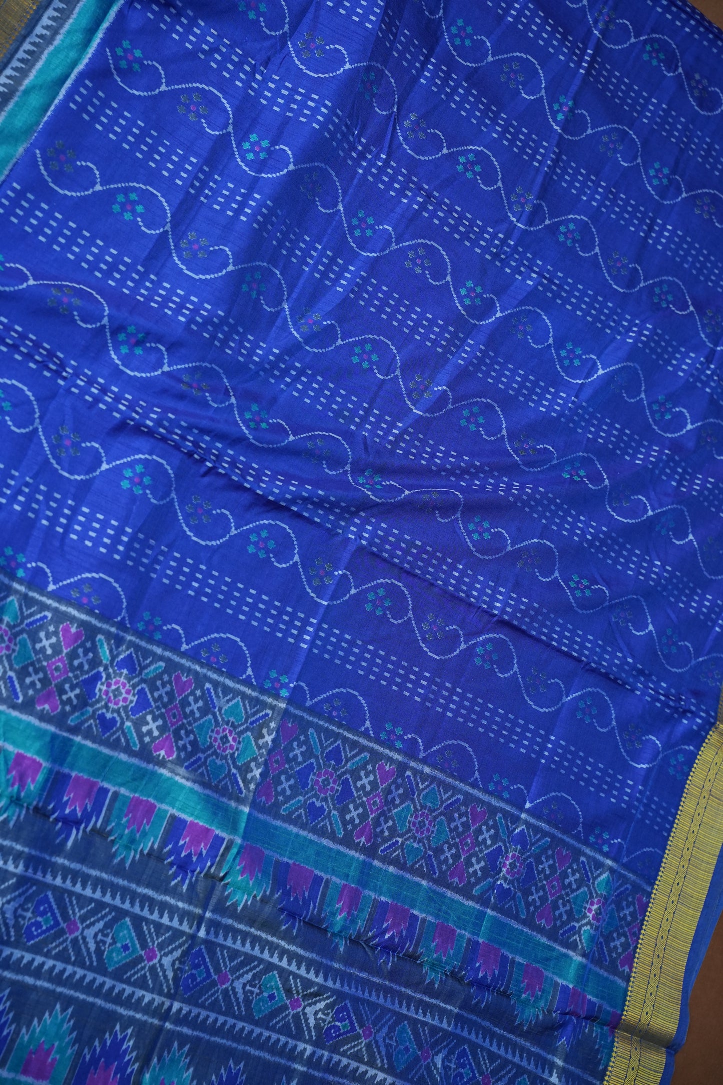 Royal Blue Semi Silk Saree with Elegant Ikat-Inspired Weaves & Designer Pallu