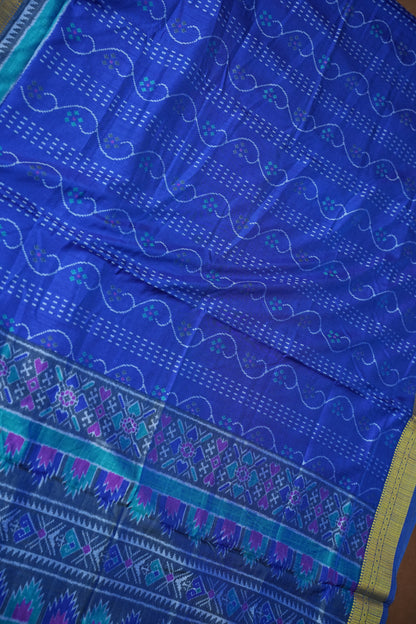 Royal Blue Semi Silk Saree with Elegant Ikat-Inspired Weaves & Designer Pallu
