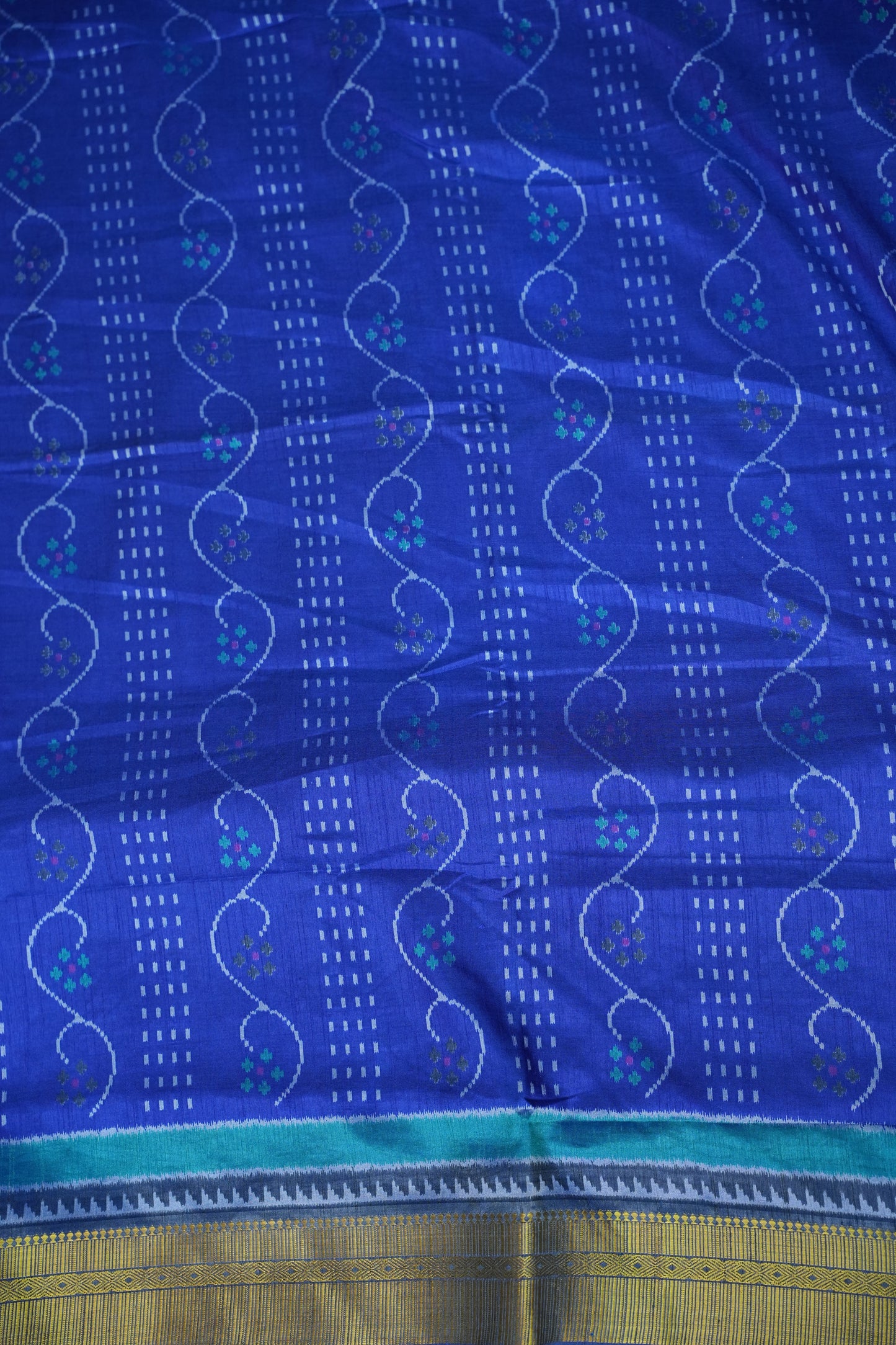 Royal Blue Semi Silk Saree with Elegant Ikat-Inspired Weaves & Designer Pallu