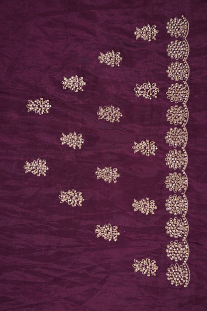 Party Wear Chinon Crepe Silk Saree with Zari Floral Jaal - Rich Plum