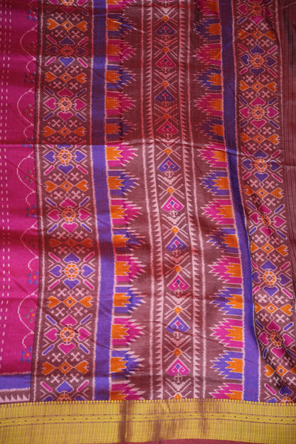 Magenta Pink Semi Silk Saree with Elegant Ikat-Inspired Weaves & Designer Pallu