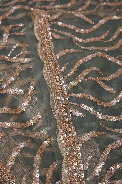 Party Wear Saree with Silver Bead & Sequin Embellishments - Deep Grey