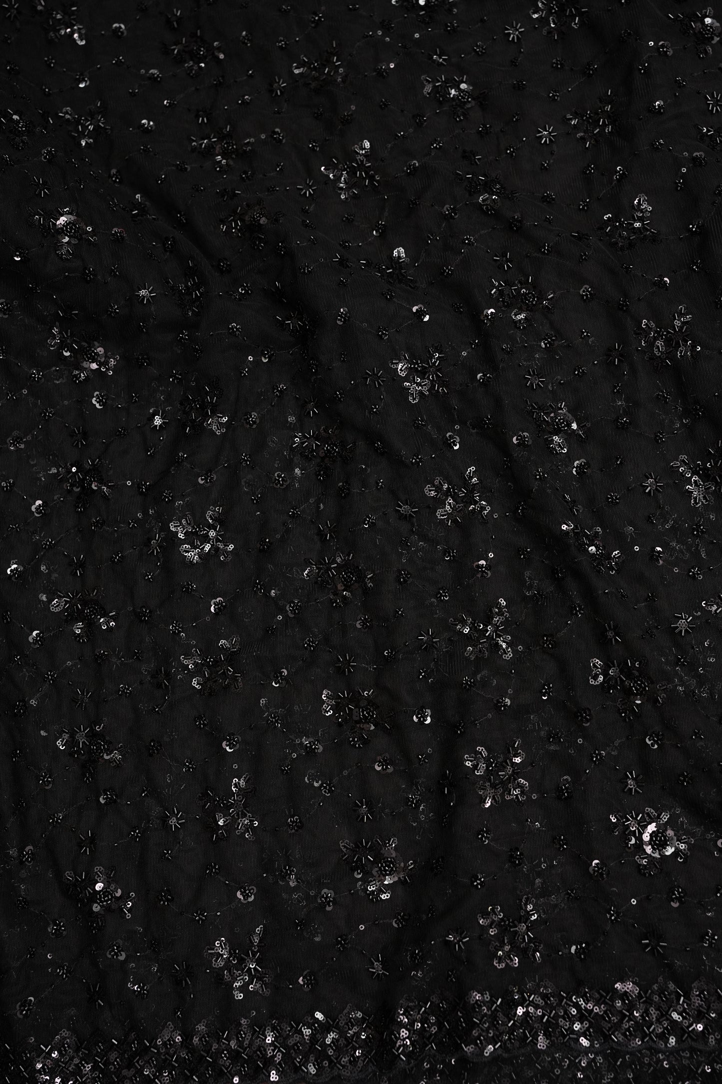 Party Wear Net Saree with Sequins & Ready to wear blouse - Black