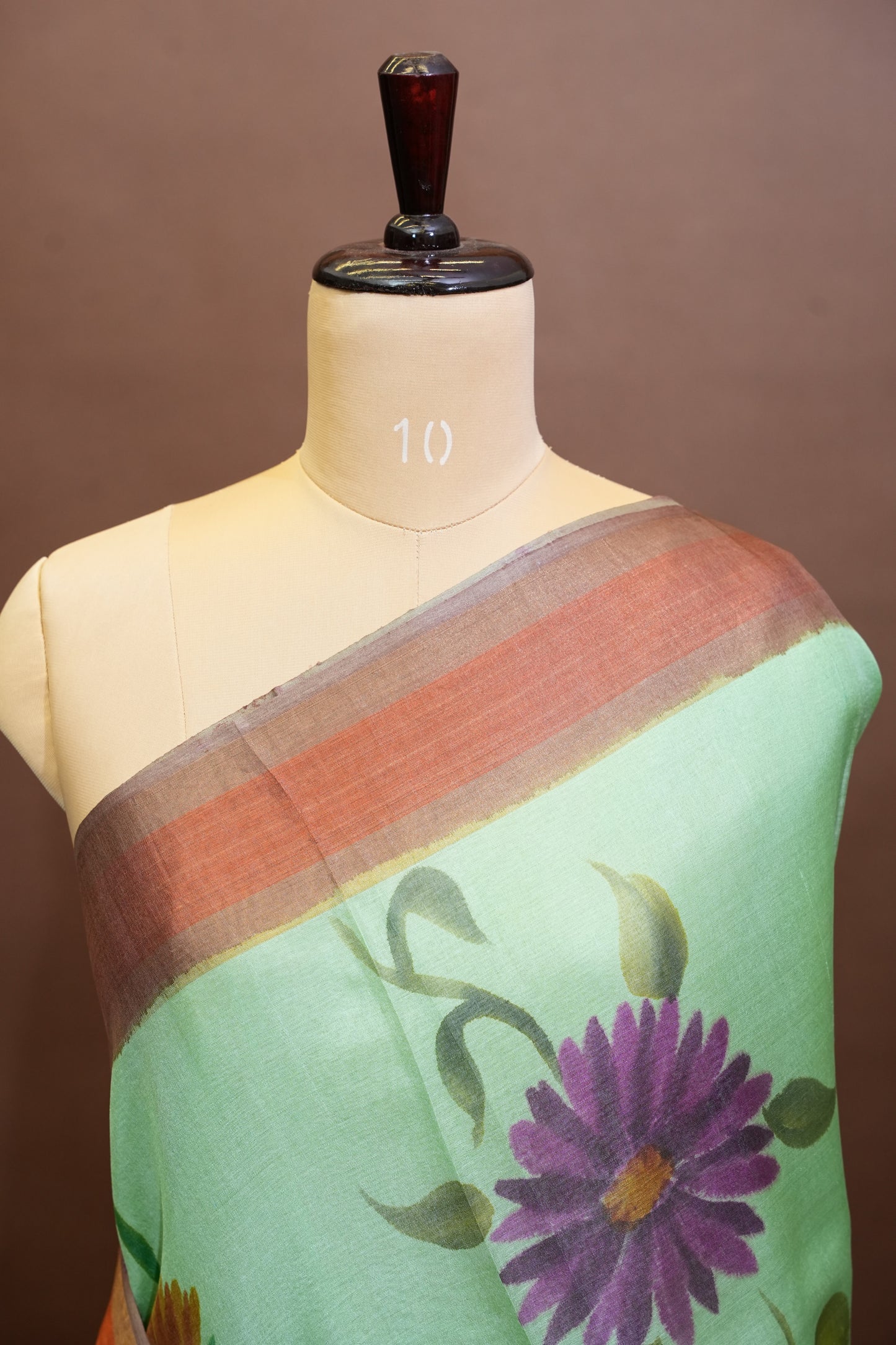 Floral Printed Pure Tussar Silk Saree-Pistachio|Silk Mark Certified
