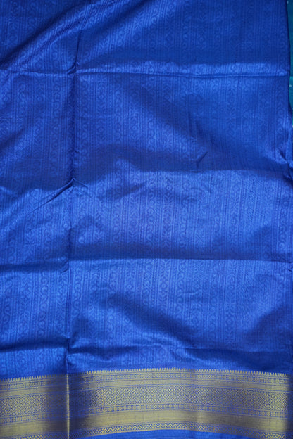 Teal Blue Semi Silk Saree with Traditional Ikat-Inspired Woven Motifs & Designer Pallu