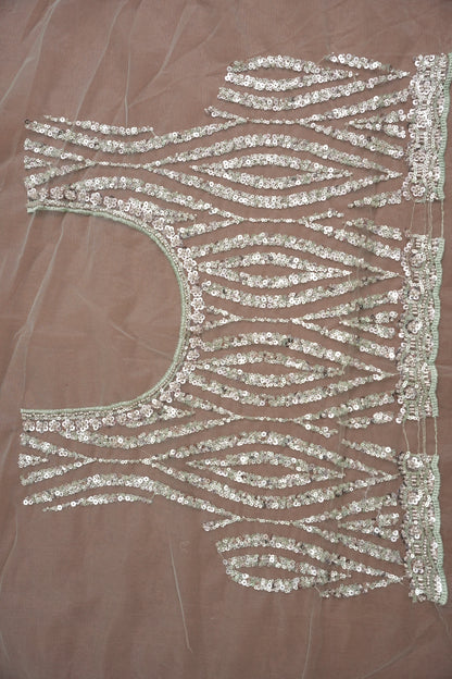 Party Wear Saree with Silver Bead & Sequin Embellishments - Mint Green