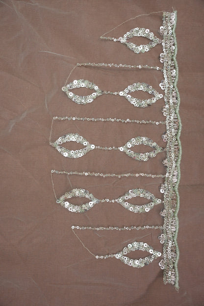 Party Wear Saree with Silver Bead & Sequin Embellishments - Mint Green
