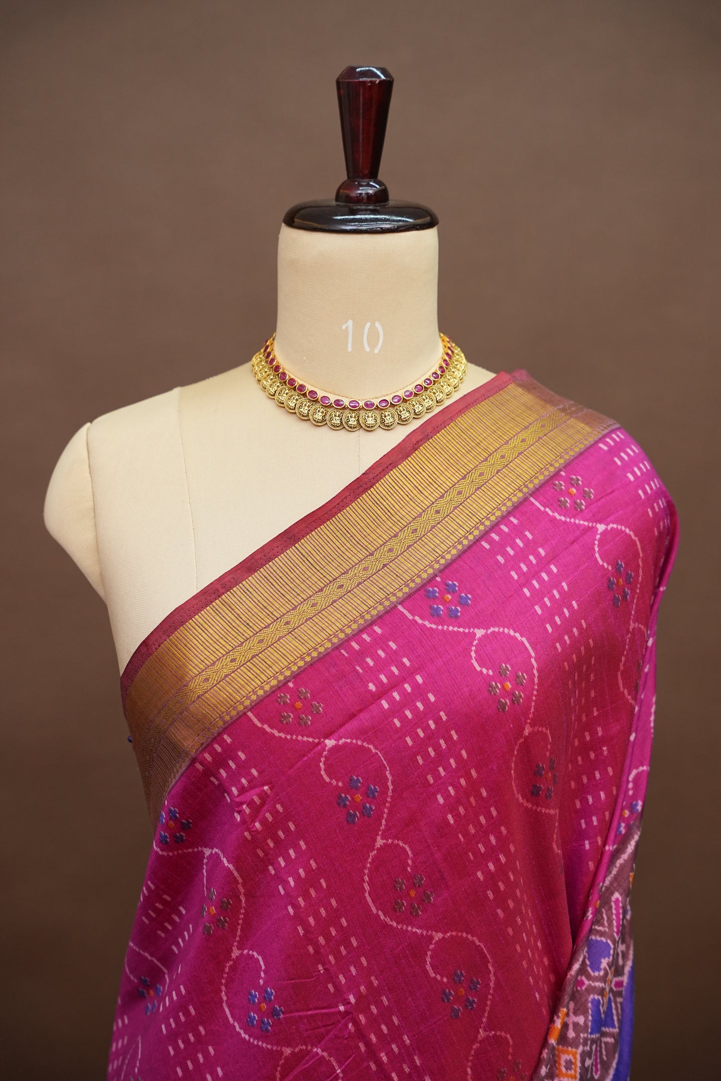 Magenta Pink Semi Silk Saree with Elegant Ikat-Inspired Weaves & Designer Pallu