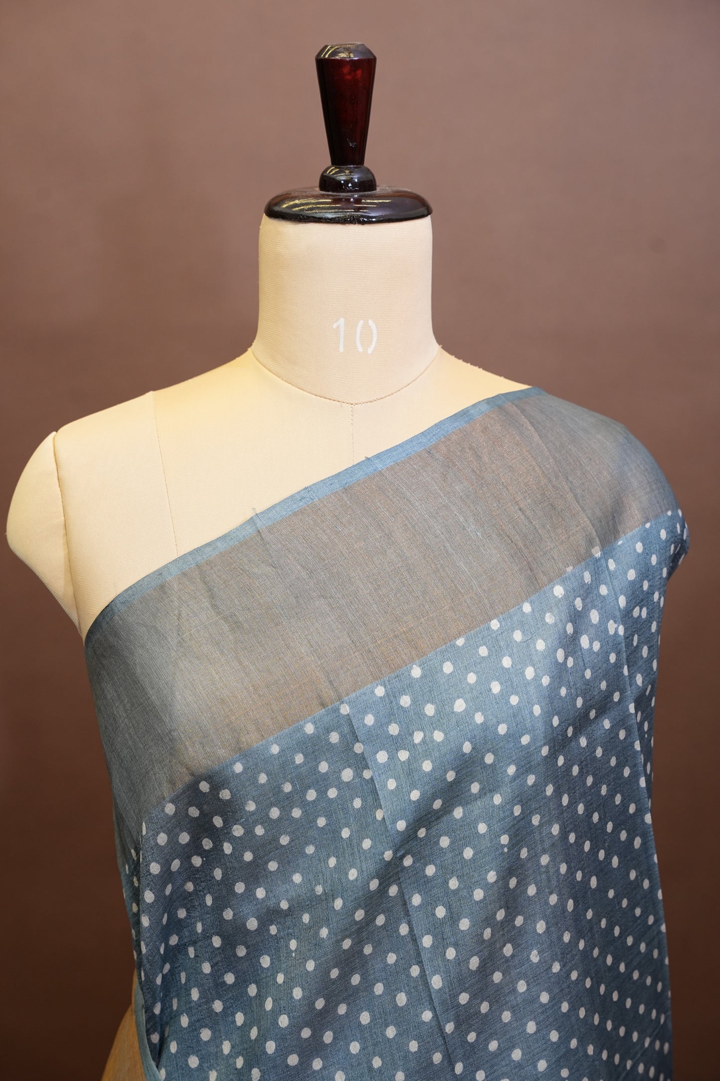 Geometric Patterned Pure Tussar Silk Saree-Grey|Silk Mark Certified