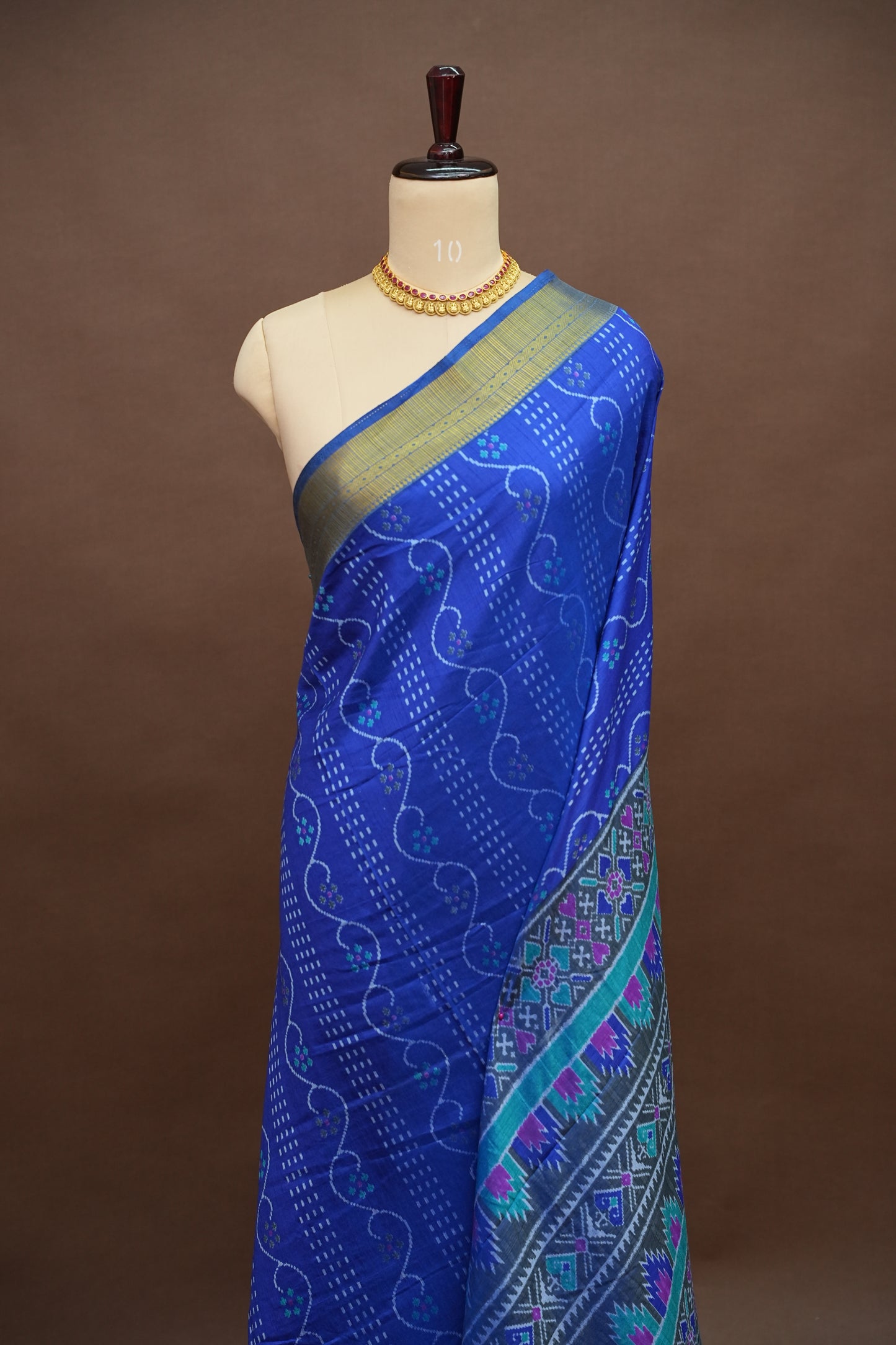 Royal Blue Semi Silk Saree with Elegant Ikat-Inspired Weaves & Designer Pallu