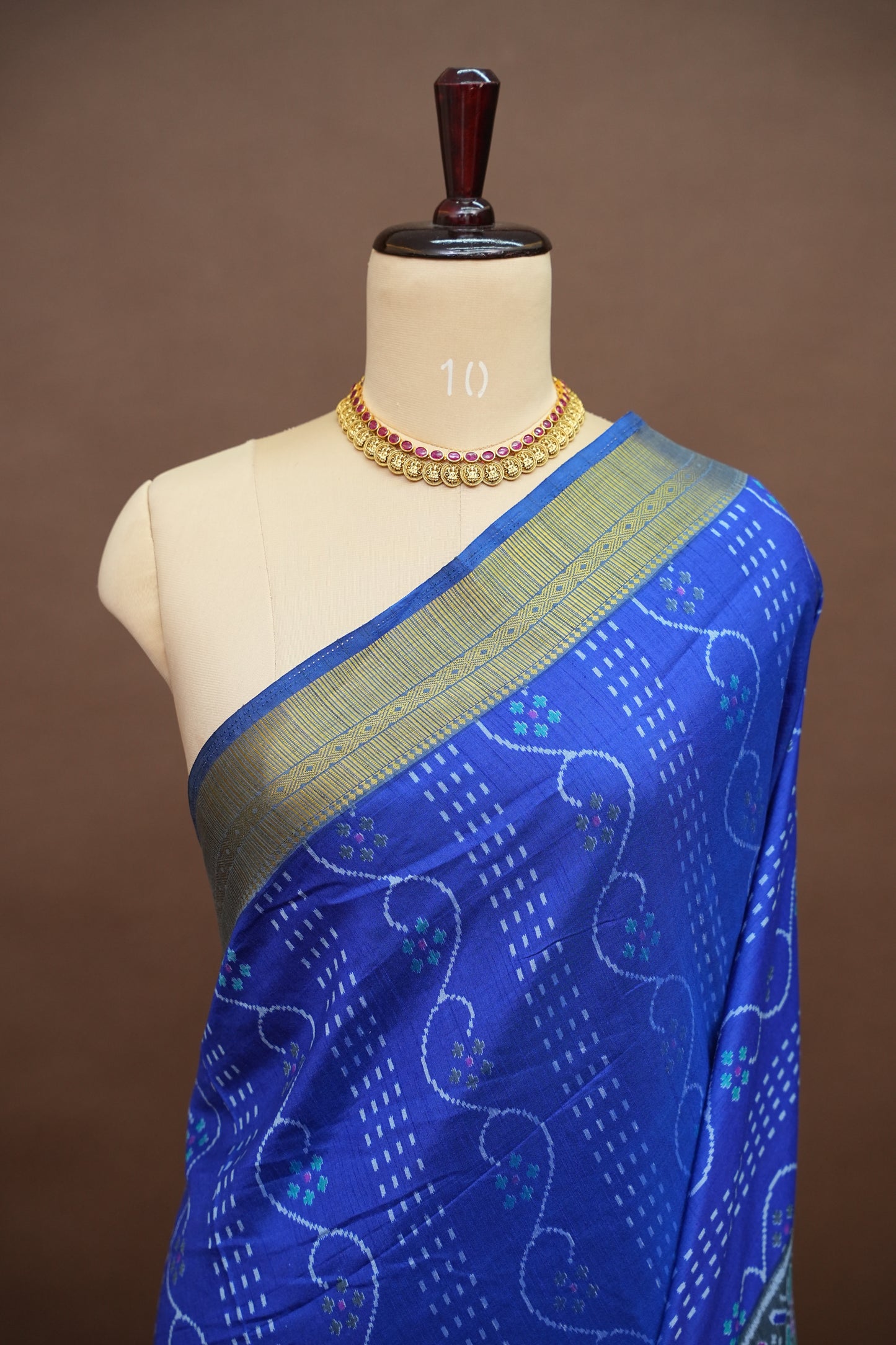 Royal Blue Semi Silk Saree with Elegant Ikat-Inspired Weaves & Designer Pallu
