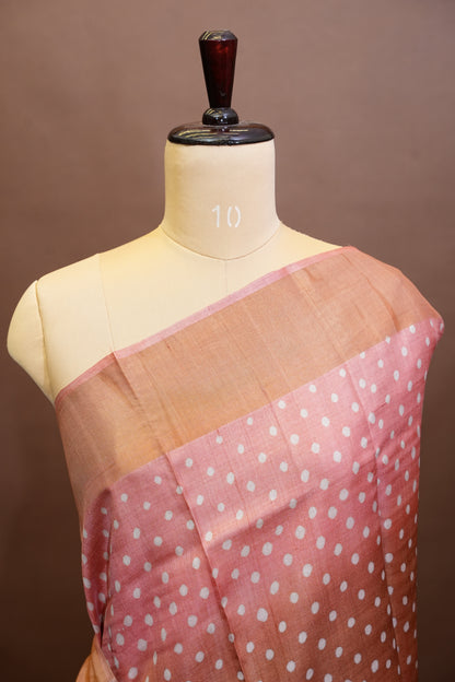 Geometric Patterned Pure Tussar Silk Saree-Multitoned|Silk Mark Certified