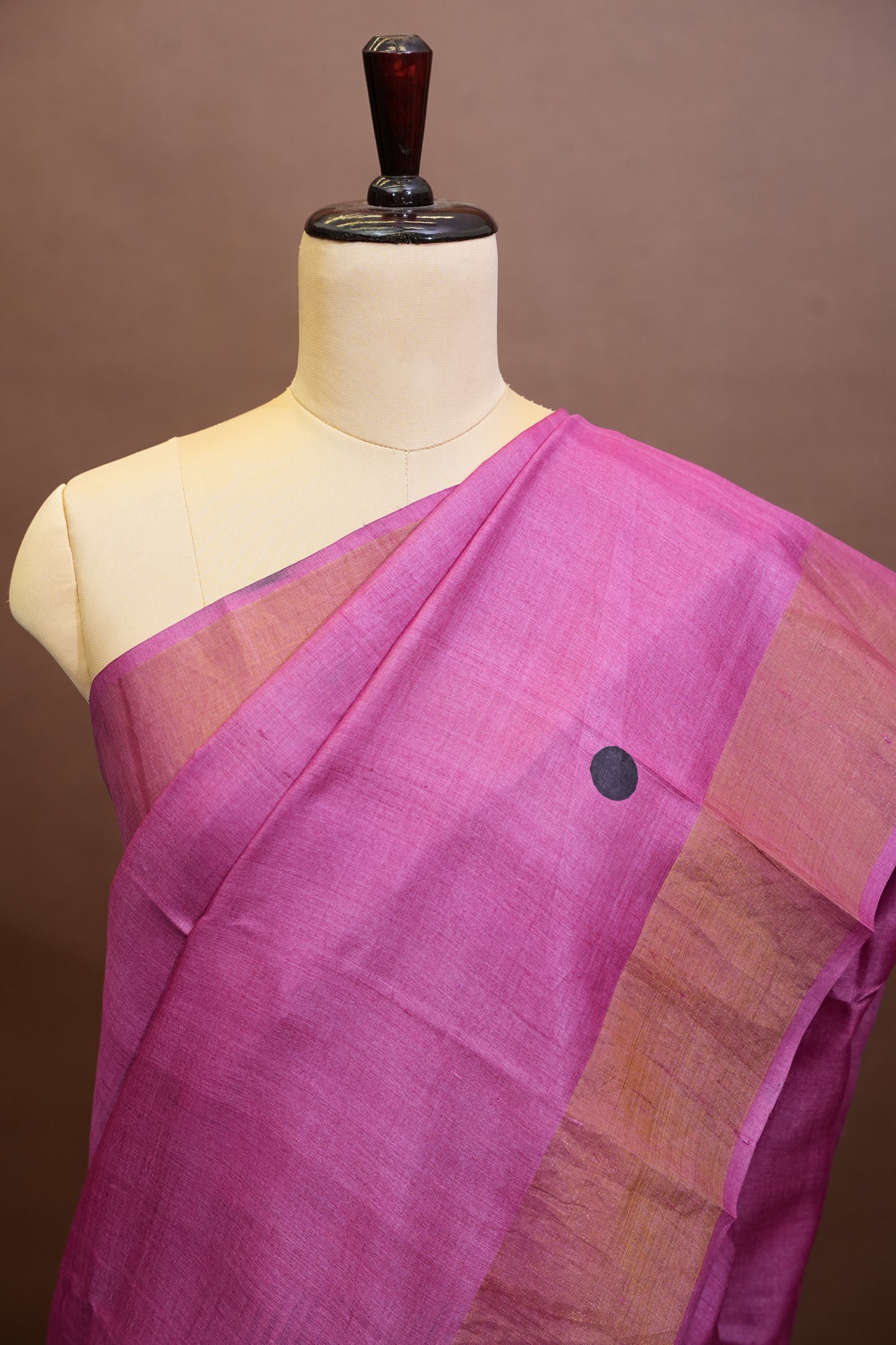 Geometric Patterned Pure Tussar Silk Saree-Pink|Silk Mark Certified