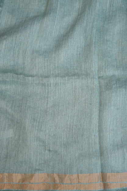 Muted Sea Green Pure Muslin Matka Silk Saree|Silk Mark Certified